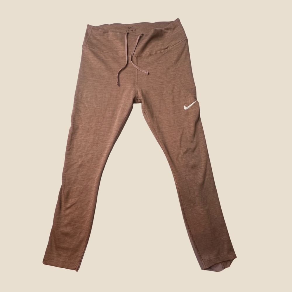 Nike Leggings Womens M Brown Dri-FIT DB4380-231 Running Tights Mesh Pocket 7/8